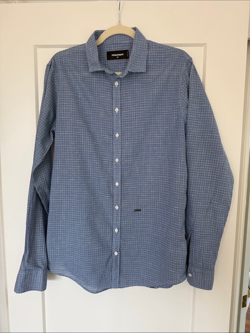 DSQUARED2 Small Blue & White Check Dress Shirt